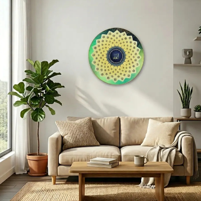 Picture of Asma-Ul-Husna | 99 names of Allah | Round wall hanging hook-Multicolor
