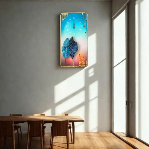Picture of Abstract Acrylic Square Clock, Feather Geometric Clock, Modern Decorative Wall Art for Home & Office-Multicolor