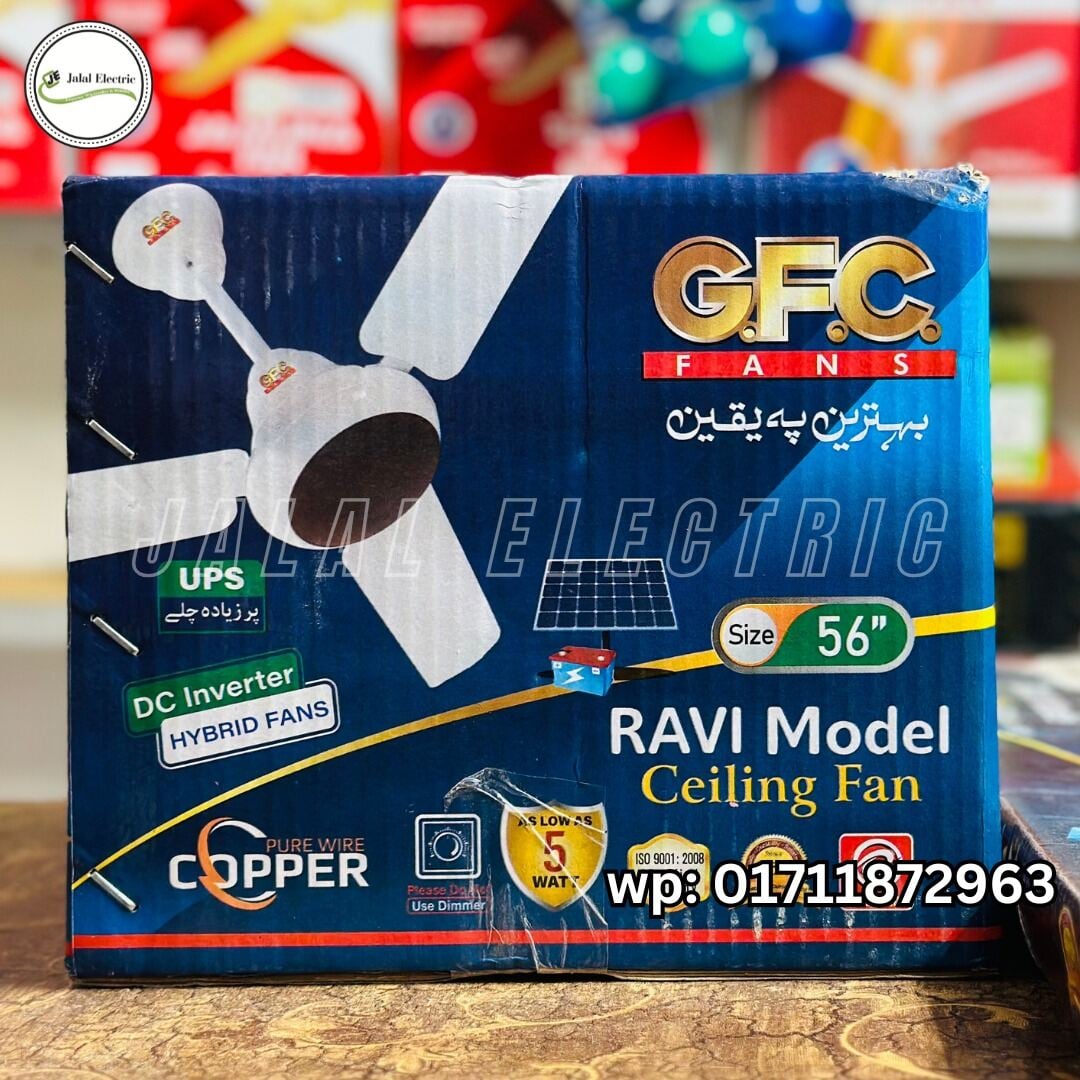 Picture of GFC Solar Ravi Model Ceiling Fan 56 Inch Remote Control (AC+DC) - Off White