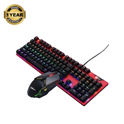 Picture of Pc Power Flare Combo RGB Wired (Blue Switch) Red & Black Mechanical Gaming Keyboard & Mouse Combo