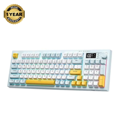 Picture of Onikuma G80 Tri Mode RGB Grayish Blue (Gray+White+Yellow Key) Gaming Keyboard