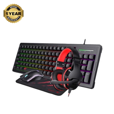 Picture of Havit KB894CM Wired Black Keyboard, Mouse, Mousepad & Headphone 4 in 1 Combo