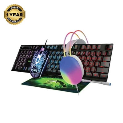 Picture of Pc Power PGC900 Wired Black-White Gaming Keyboard, Mouse, Mouse Pad & Headphone Combo