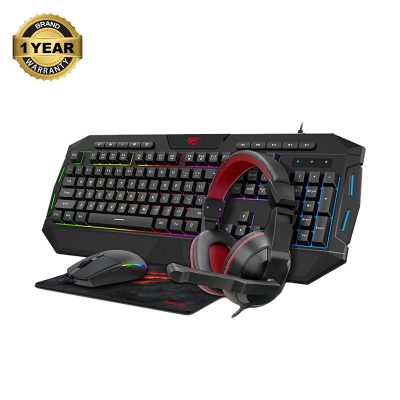 Picture of Havit HV-KB501CM Wired Black Gaming Keyboard Mouse Headphones and Mouse Pad Combo