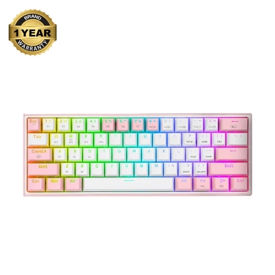 Picture of Redragon Fizz Pro K616 Tri Mode RGB Hot Swap (Red Switch) White Pink Mechanical Gaming Keyboard
