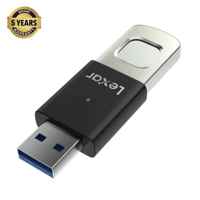 Picture of Lexar JumpDrive Fingerprint F35 Pro 128GB USB 3.2 Gen 1 Black & Silver Pen Drive #LJDF35P128G-RNBNG