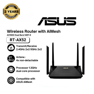 Picture of ASUS RT-AX52 AX1800 Mbps Gigabit Dual-Band Wi-Fi 6 Router