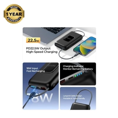 Picture of Havit PB35 20000mAh Black+Gray 22.5W Power Bank with LED Indicator