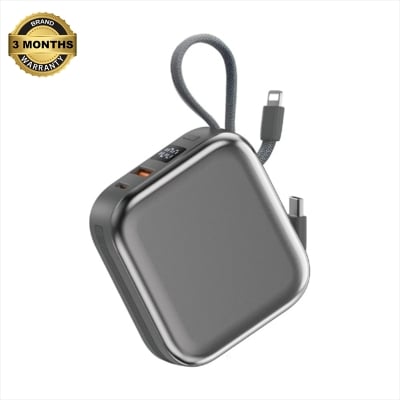 Picture of WiWU Cube Dual Cable 10000mAh Gray 22.5W MagSafe Qi Wireless Power Bank