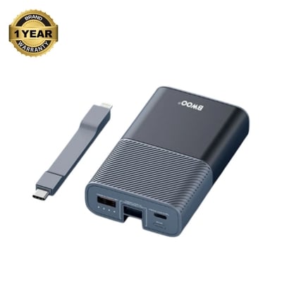 Picture of BWOO BO-P68 10000mAh 30W Grey Fast Charging Power Bank With Built-In Cable
