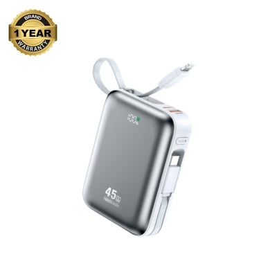 Picture of BWOO BO-P77 10000mAh 45W Grey Power Bank With Built-In Cable