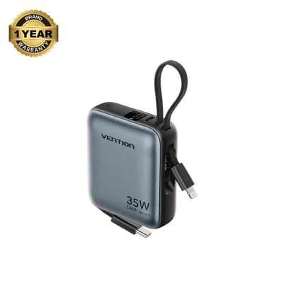 Picture of Vention FHFH0 10000mAh 35W Gray Mini Power Bank with Digital Display