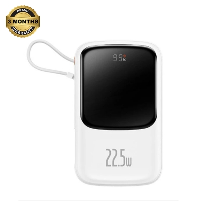 Picture of Baseus PPQD060102 Qpow Pro Overseas Edition 10000mAh White 22.5W Type-C Power Bank with Digital Display