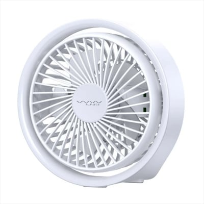 Picture of Vyvylabs D04 White Portable Desktop Fan with LED light #VKD04-WH (6.5W, 1800mAh)