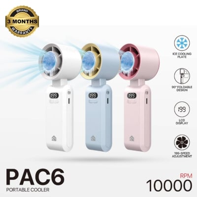 Picture of Fantech PAC6 White Rechargeable Handheld Fan (3.7V, 3600mAh)