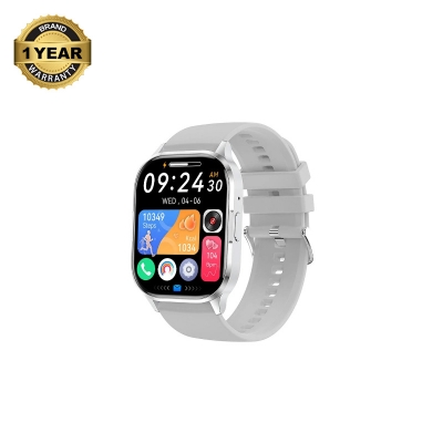 Picture of Blisbond Alpha Silver AMOLED Bluetooth Calling Smart Watch with Black & Grey Dual Straps