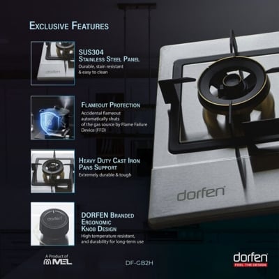 Picture of DORFEN High Quality SS Panel Gas Stove with 2-Burner