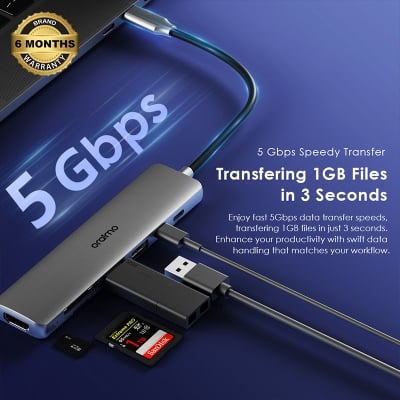 Picture of oraimo PowerTrans USB-C Hub 7-in-1 Multi-Functional Adapter Docking Station