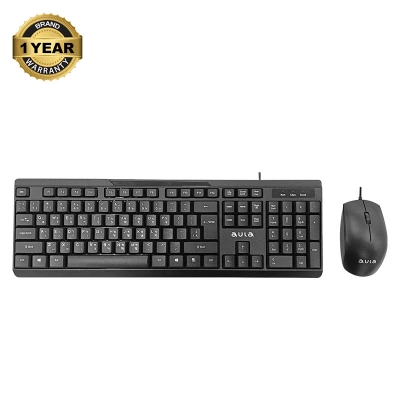 Picture of AULA AC101 Wired Black Keyboard & Mouse Combo with Bangla