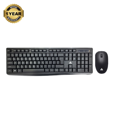 Picture of Golden Field GF-KM605W Black Wireless Keyboard & Mouse Combo With Bangla