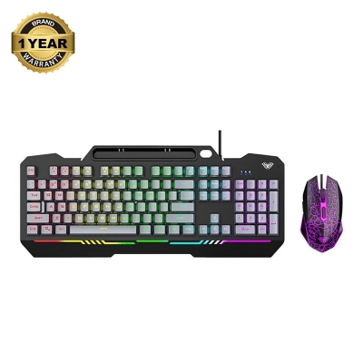Picture of AULA T102 Rainbow Backlight Black-Gray Wired Keyboard & Mouse Combo