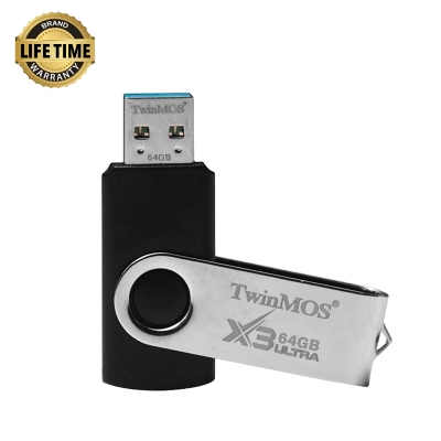 Picture of TwinMOS X3 Ultra 64GB USB 3.2 Black-Silver Pen Drive