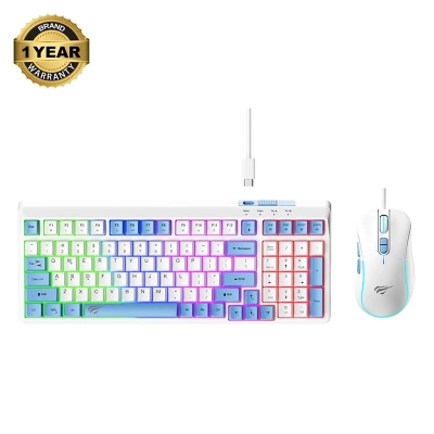 Picture of Havit KB891CM Wired Rainbow Backlit White & Blue Gaming Keyboard & Mouse Combo
