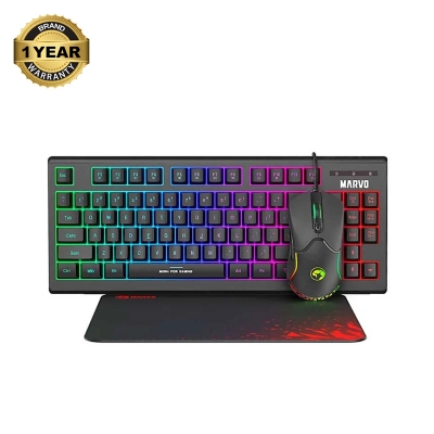 Picture of Marvo CM310 Rainbow Backlit Black USB Wired Gaming Keyboard, Mouse, Mouse Pad Combo