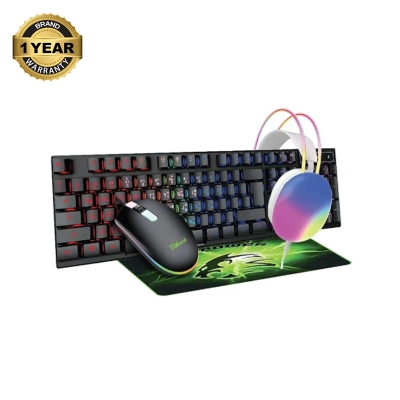 Picture of Pc Power PGC4IN1 Wired Black-White Gaming Keyboard, Mouse, Mouse Pad & Headphone Combo