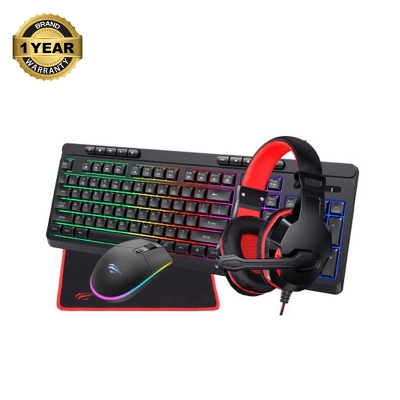 Picture of Havit KB907CM RGB Wired Black Gaming Keyboard, Mouse, Headphone & Mouse Pad Combo