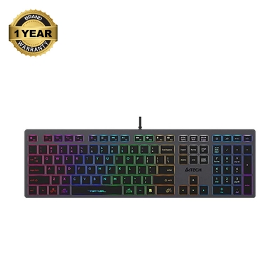 Picture of A4TECH FX60H FStyler Grey (Neon Backlit) Wired Keyboard with 2 USB HUB