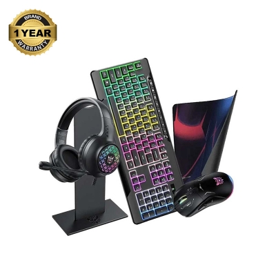 Picture of ONIKUMA TZ5006 Black USB Wired Gaming Keyboard, Mouse, Mouse Pad, Headphone & Headphone Stand Combo