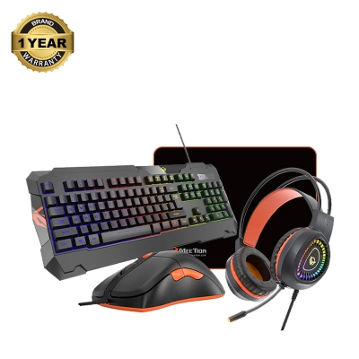 Picture of Meetion MT-C505 Black-Orange USB Wired Gaming Keyboard, Mouse, Mouse Pad & Headphone Combo