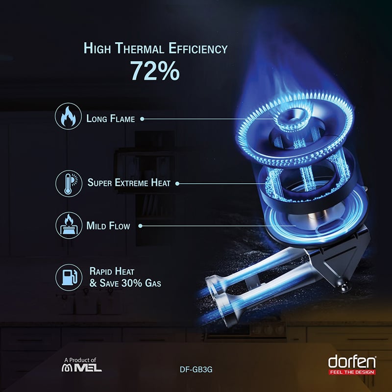 Picture of DORFEN Marble Panel Gas Stove with 3-Burner