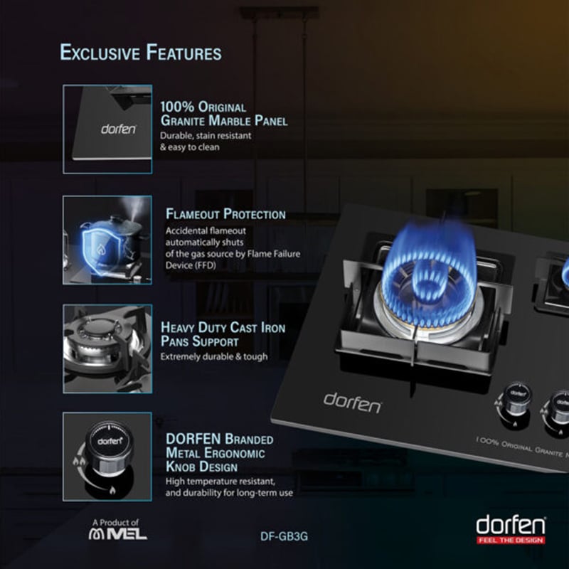 Picture of DORFEN Marble Panel Gas Stove with 3-Burner