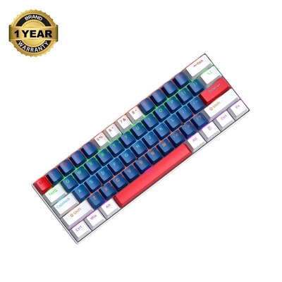 Picture of T-WOLF T60 RGB Wired (Blue Switch) Blue & White Mechanical Gaming Keyboard
