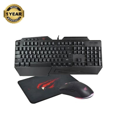 Picture of Havit KB889CM Rainbow Wired Black Gaming Keyboard, Mouse & Mouse Pad Combo With Bangla