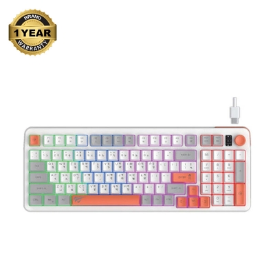 Picture of Havit KB895L Wired White & Gray + Orange Keyboard with Bangla