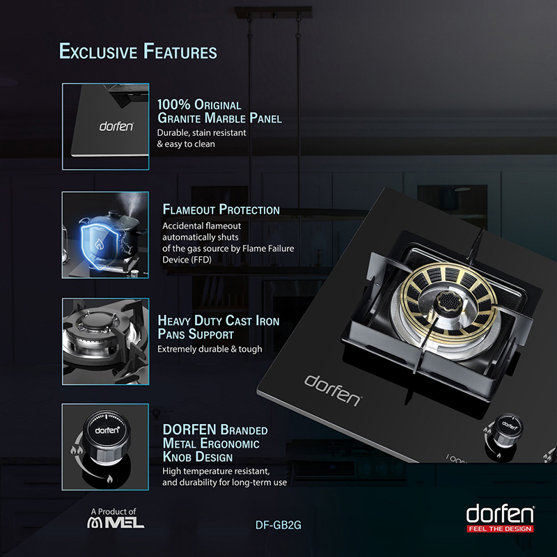 Picture of DORFEN Marble Panel Gas Stove with 2-Burner