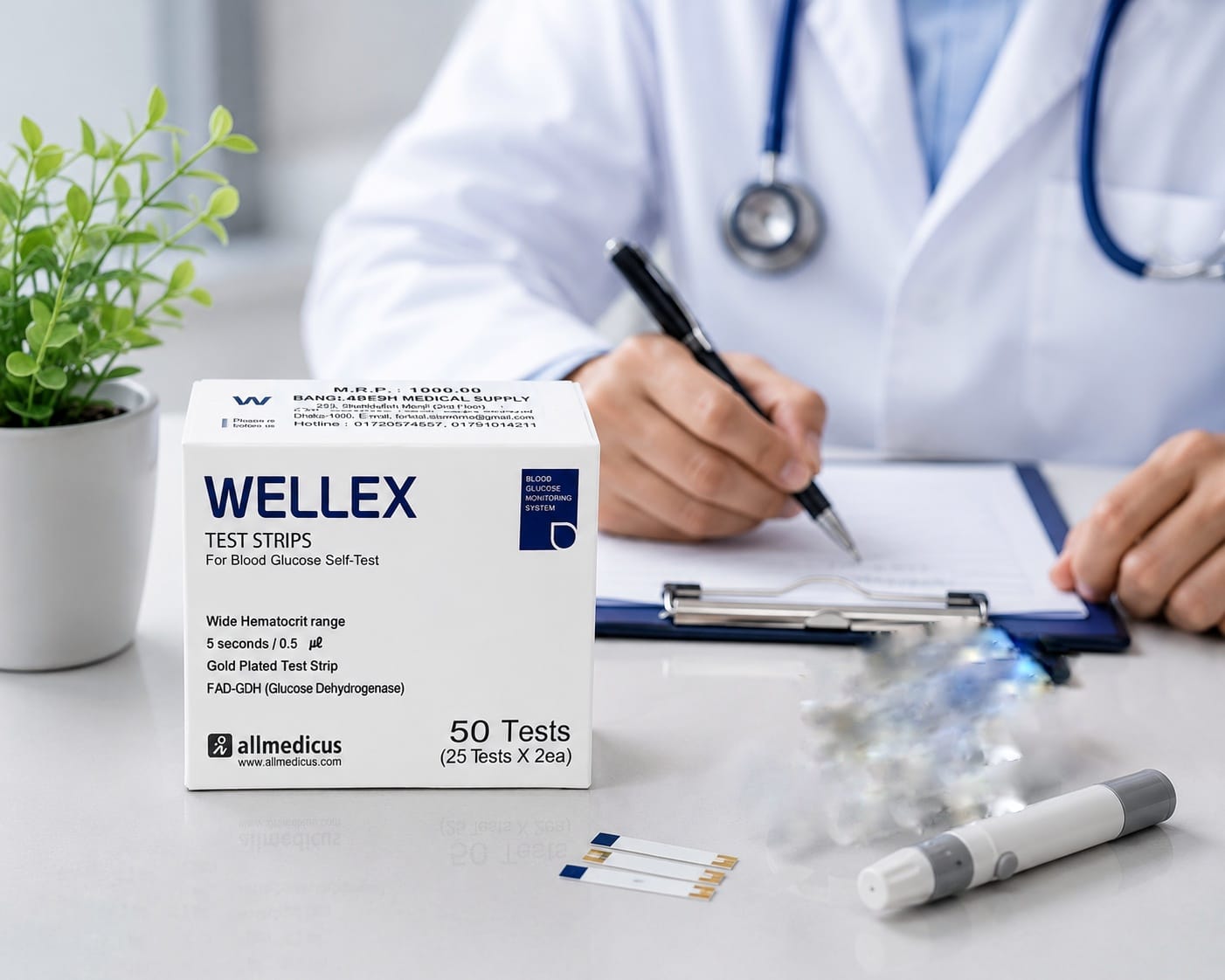 Picture of Wellex Premium Blood Glucose Test Strips 50 High-Precision Test Strips for Fast & Reliable Blood Sugar Monitoring