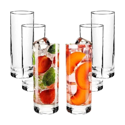Picture of Everyday Use good quality strong crystal clear unique design Heavy 350 Ml Drinking Water glass set 6 pcs-White