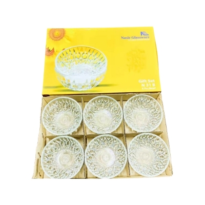 Picture of Everyday Use good quality Strong unique design Heavy Crystal clear 200 Ml Firni Bati Set/ Curry bati /Snack Bowl Set/Soup Set/-6 Piece-White