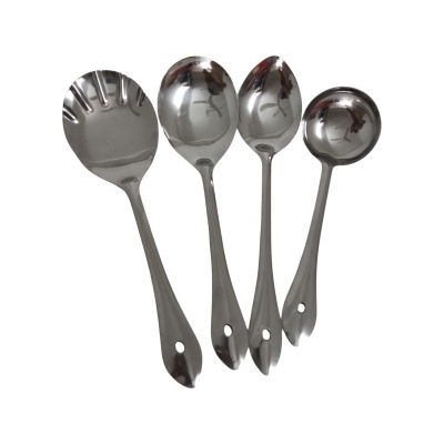 Picture of Serving Spoon Set/Stainless Steel Spoon Set-4 Pieces Set-White