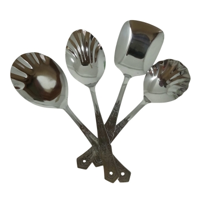 Picture of good quality unique design Serving Spoon Set Stainless Steel Spoon Set 4 Piece Set-White
