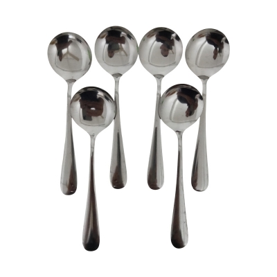Picture of Stainless Stee  Long Handle Spoon Round Soup Spoon Tea Set 6 pcs-Multicolor