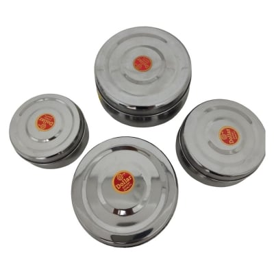 Picture of 4Pcs Bowl Set Bati Set -High Quality Steel - Upgrade Your Kitchenware Collection With This Set Of High-Quality Steel Bowls Perfect For Food Storage-White