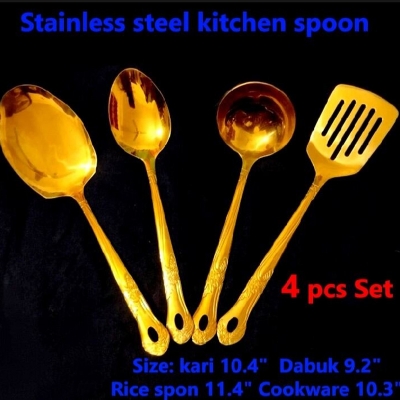 Picture of Serving Spoon Set/Stainless Steel Spoon Set-4 Pieces Set-White