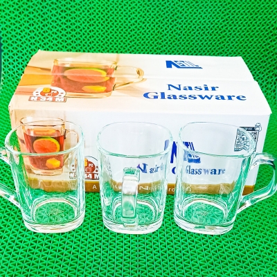 Picture of Transparen  good Quality crystal clear strong 100 Ml Tea  coffee Cup Set 6 Piece-White