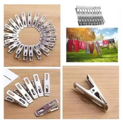 Picture of good quality strong Stainless Steel Cloth Drying cloth Clip  SS Cloth Clip 20 piece-Silver