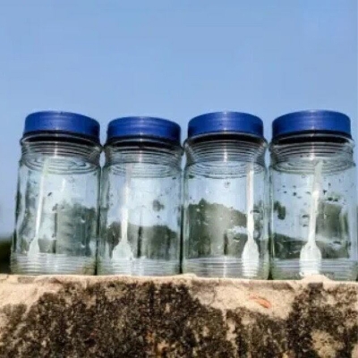 Picture of good quality strong Glassware Food Jar , Food Container glass Jar 600 Ml 3 Piece-White